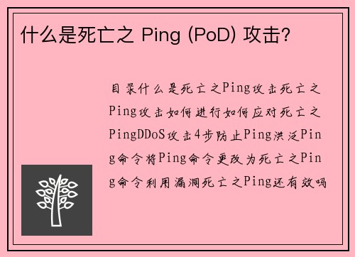 什么是死亡之 Ping (PoD) 攻击？