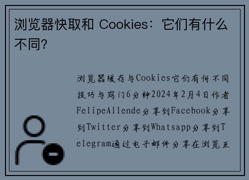 浏览器快取和 Cookies：它们有什么不同？