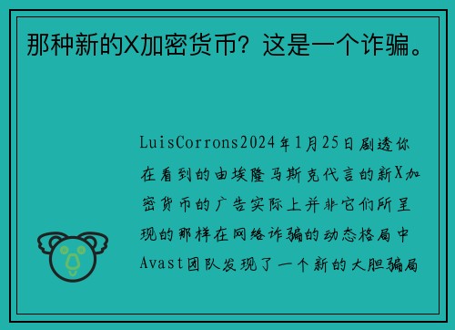 那种新的X加密货币？这是一个诈骗。